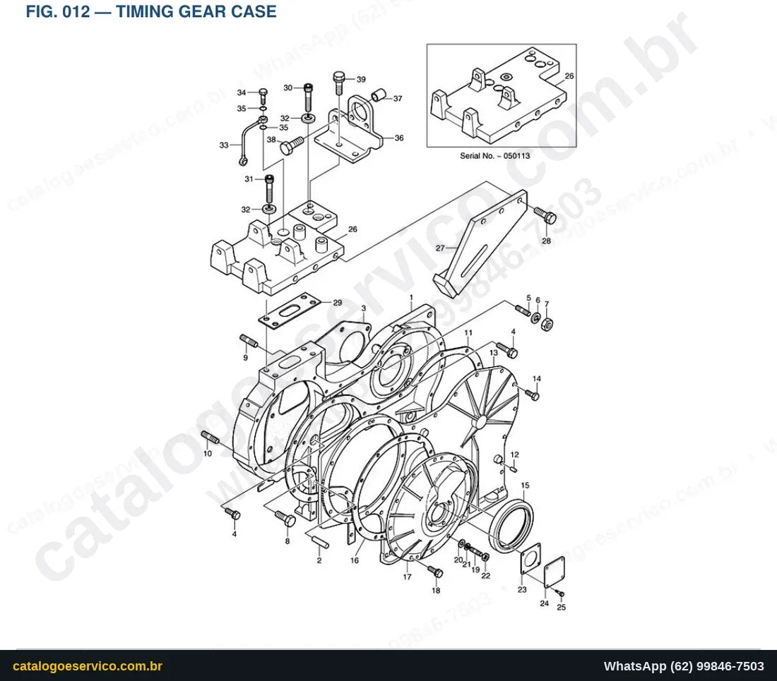 Vista explodida Timing Gear Case - Catálogo de Peças Doosan Solar 300LL