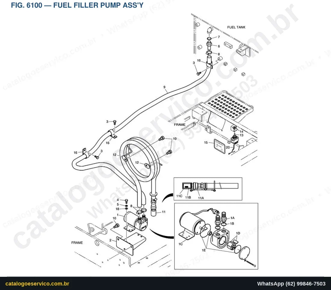 Vista explodida Fuel Filler Pump Ass'Y - Catálogo de Peças Doosan Solar 340LC-V