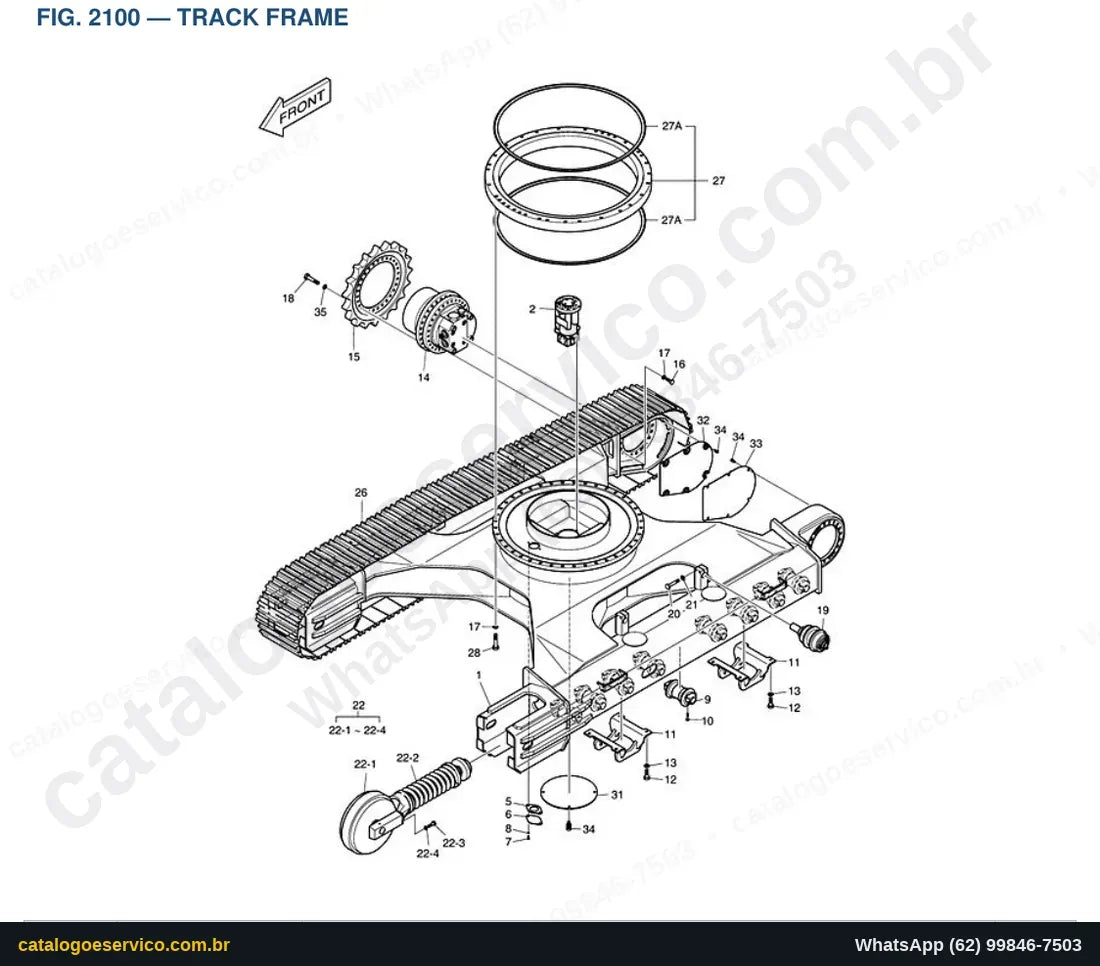 Vista explodida Track Frame - Catálogo de Peças Doosan Solar 420LC-V