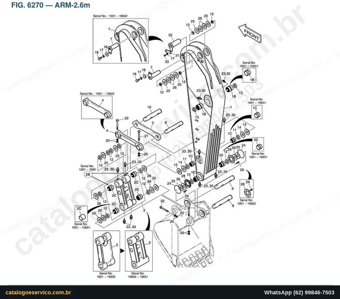 Vista explodida Arm-2.6M - Catálogo de Peças Doosan Solar 420LC-V