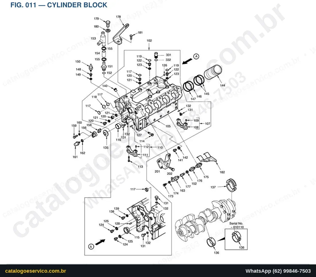 Vista explodida Cylinder Block - Catálogo de Peças Doosan Solar 450LC-V