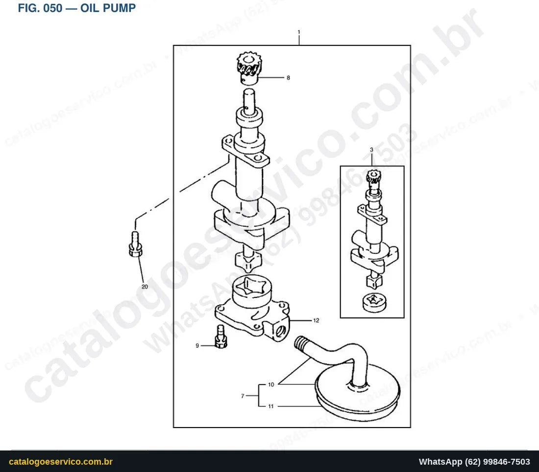 Vista explodida Oil Pump - Catálogo de Peças Doosan Solar 55