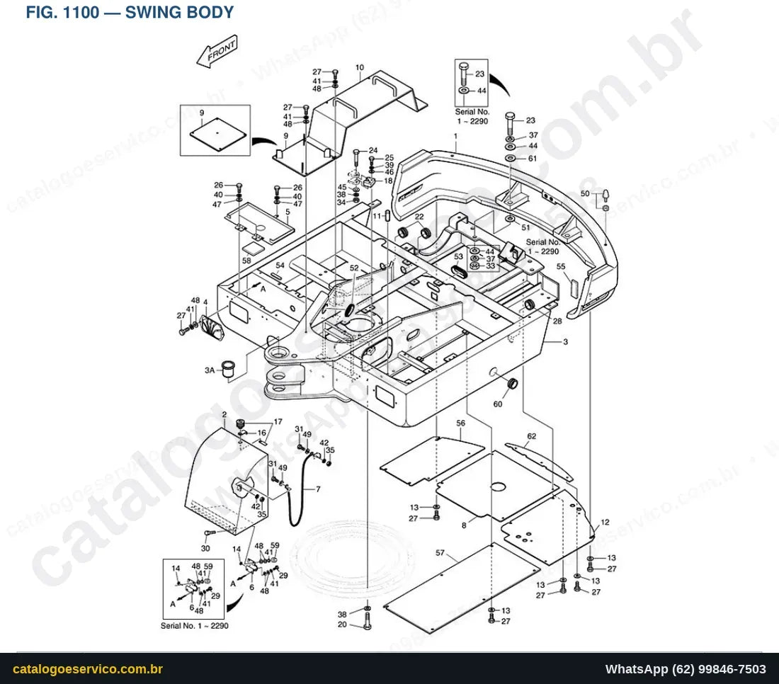 Vista explodida Swing Body - Catálogo de Peças Doosan Solar 55