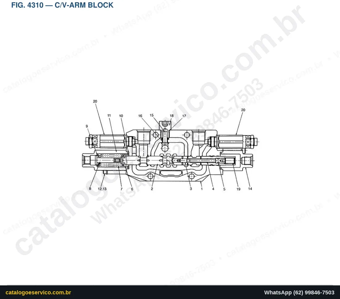 Vista explodida C/V-Arm Block - Catálogo de Peças Doosan Solar 55