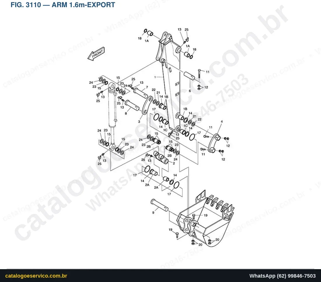 Vista explodida Arm 1.6M-Export - Catálogo de Peças Doosan Solar 55W-V