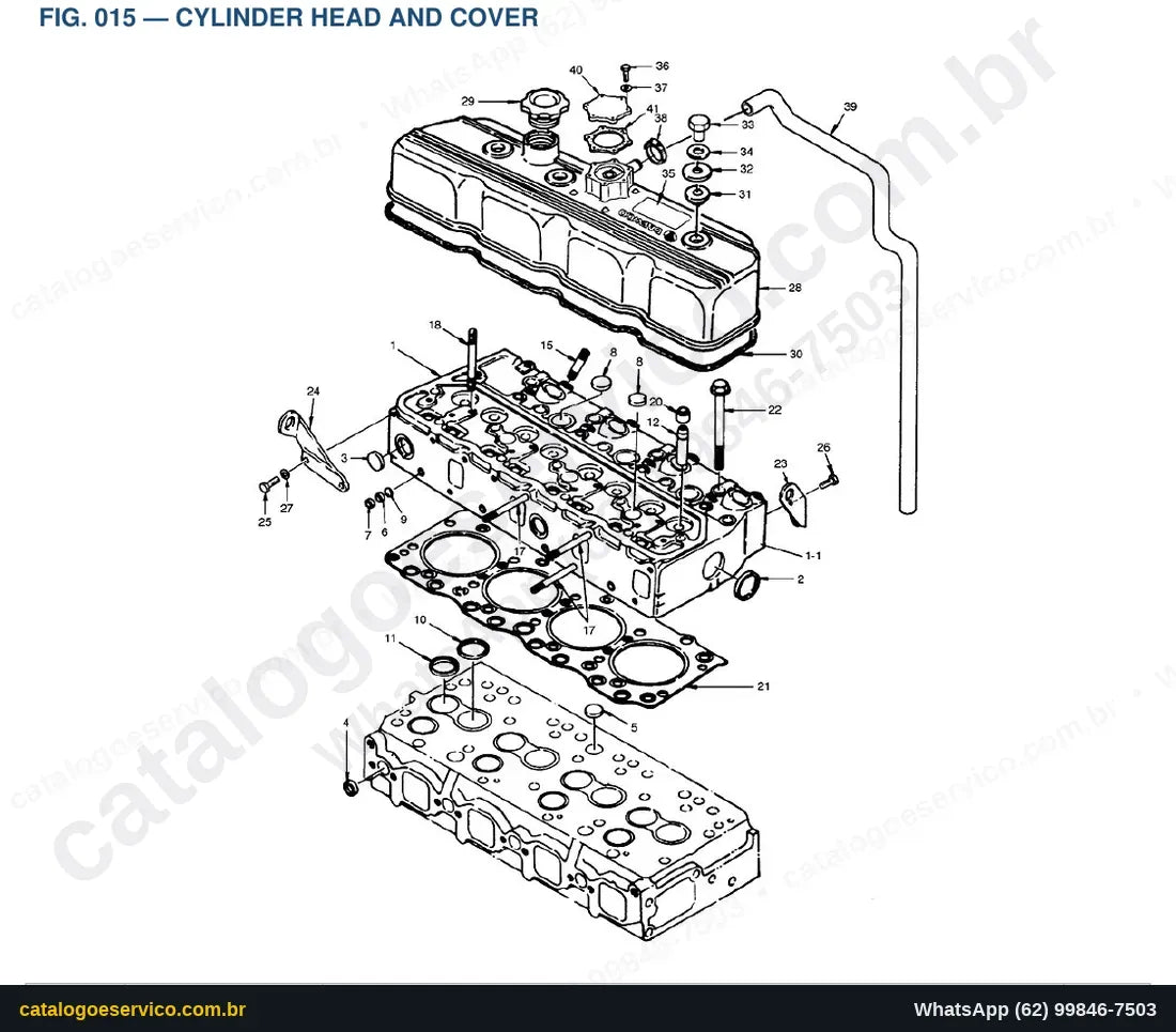Vista explodida Cylinder Head And Cover - Catálogo de Peças Doosan Solar 70-III