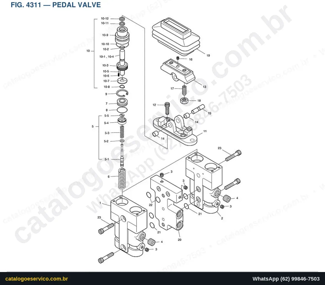 Vista explodida Pedal Valve - Catálogo de Peças Doosan Solar 75-V (DIEU EXP)