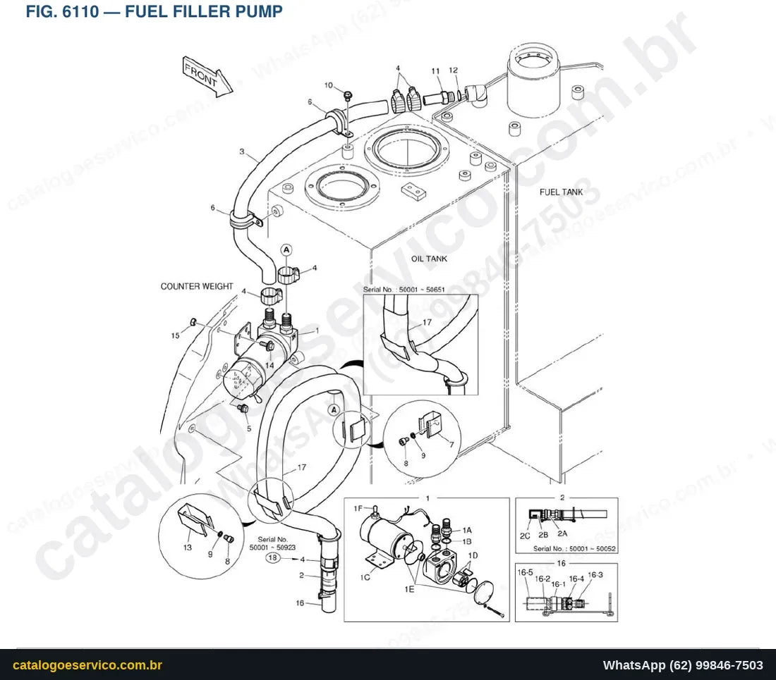 Vista explodida Fuel Filler Pump - Catálogo de Peças Doosan Solar DX60R