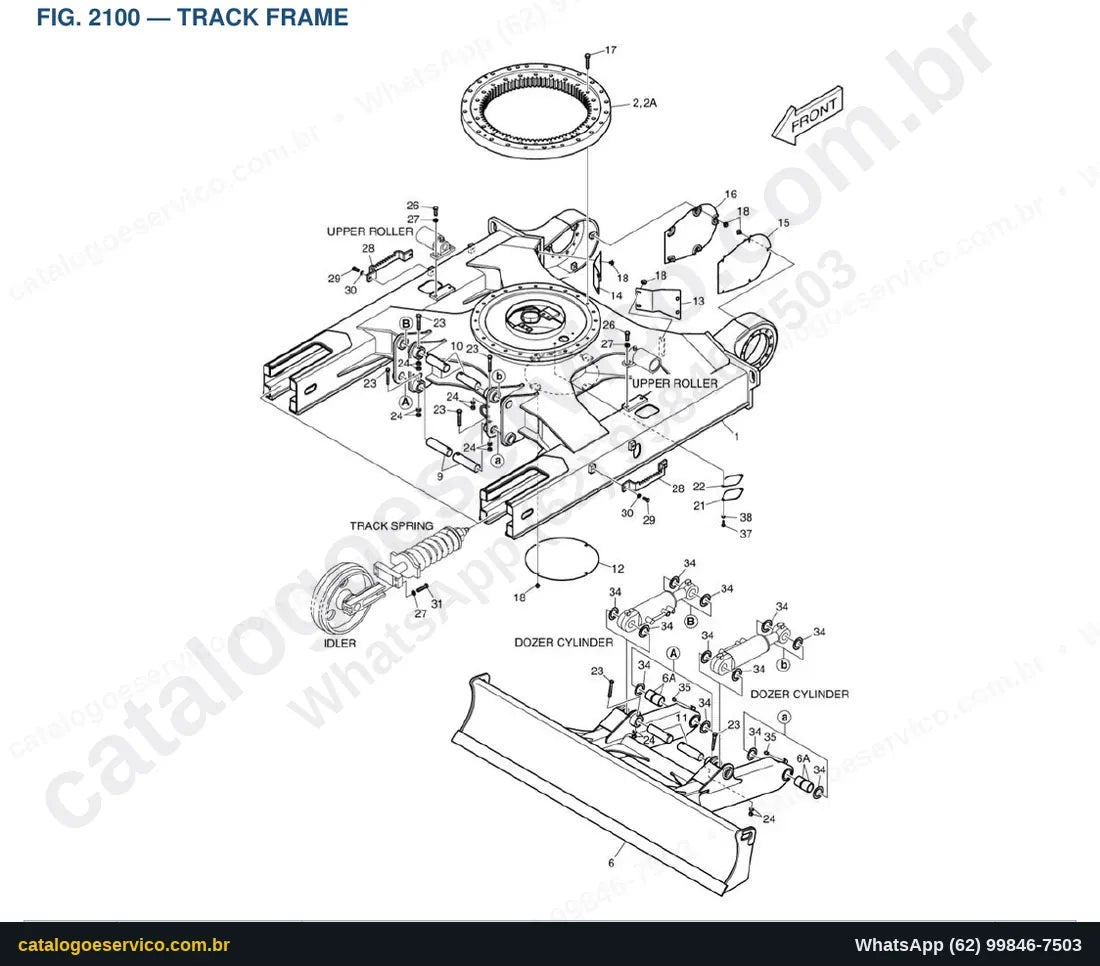 Vista explodida Track Frame - Catálogo de Peças Doosan Solar DX85R-3