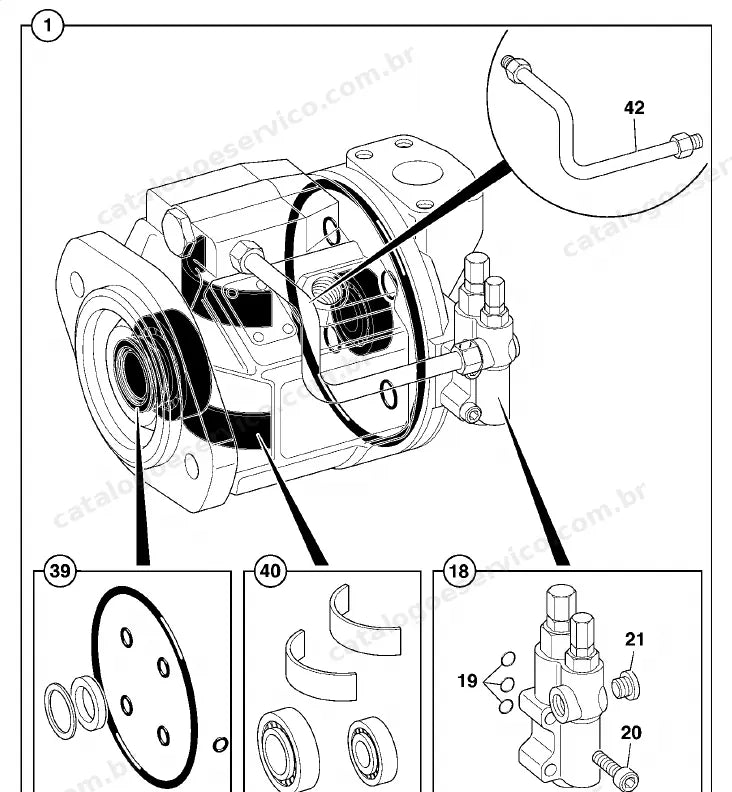 Catálogo de peças JCB 411 — vista explodida 2 de 4