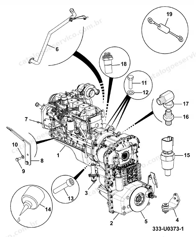 Catálogo de peças JCB 416 — vista explodida 1 de 4