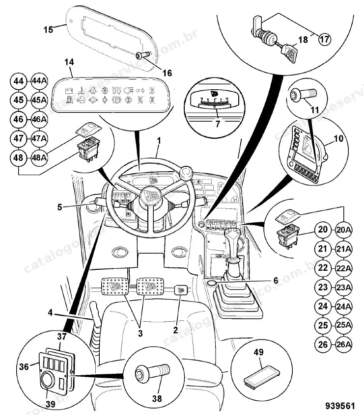 Catálogo de peças JCB 507-42 — vista explodida 3 de 4