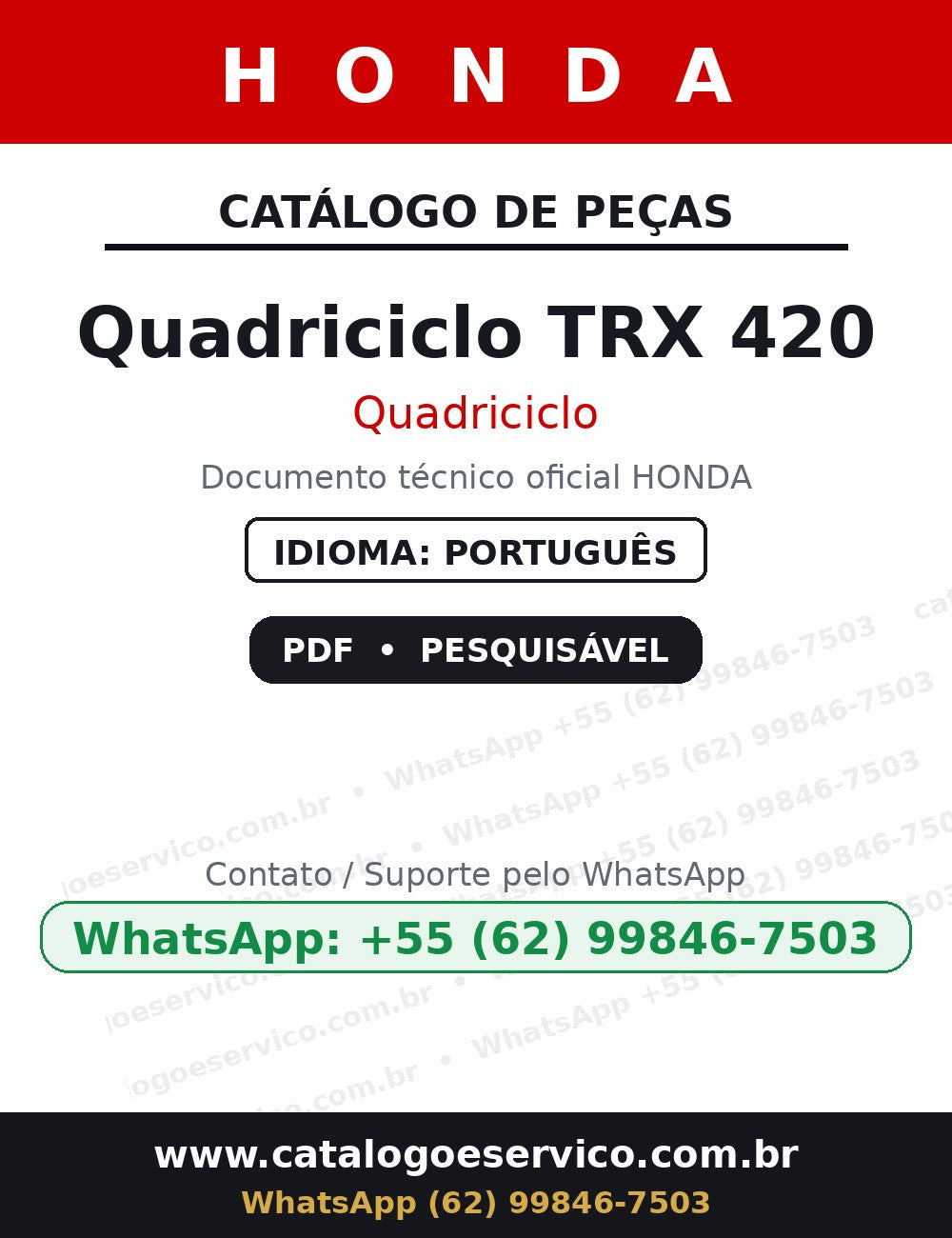 HONDA Quadriciclo TRX 420 — Catálogo de Peças