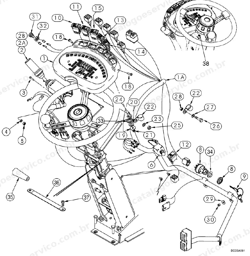 Catálogo de Peças Case 721D — vista explodida de peças, imagem 1