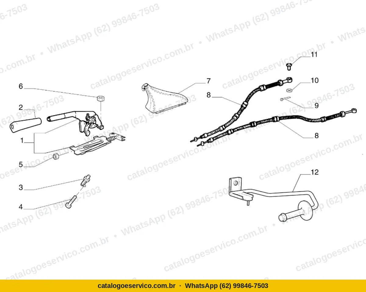 Vista explodida do Catálogo de Peças Fiat Palio Weekend 1.5 8V: Freio de estacionamento