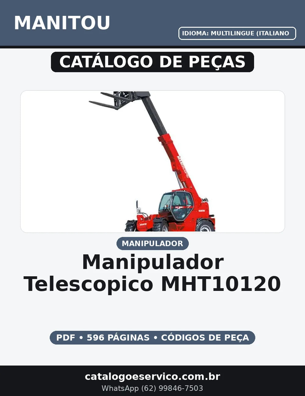 CATALOGO DE PEÇA MANIPULADOR TELESCOPICO - MHT10120 MANITOU — capa do catálogo de peças