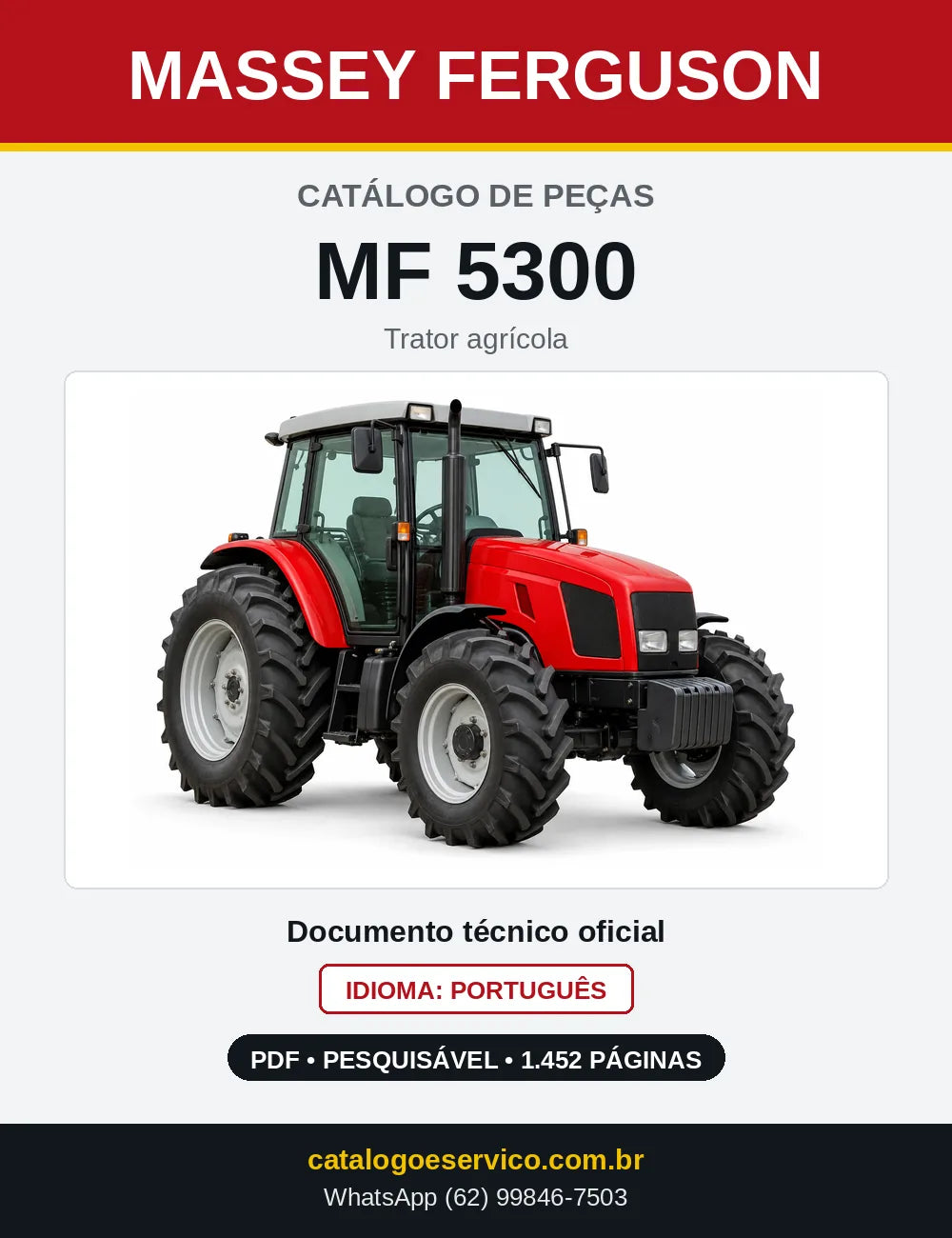 Capa do catálogo de peças Massey Ferguson MF 5300 em PDF