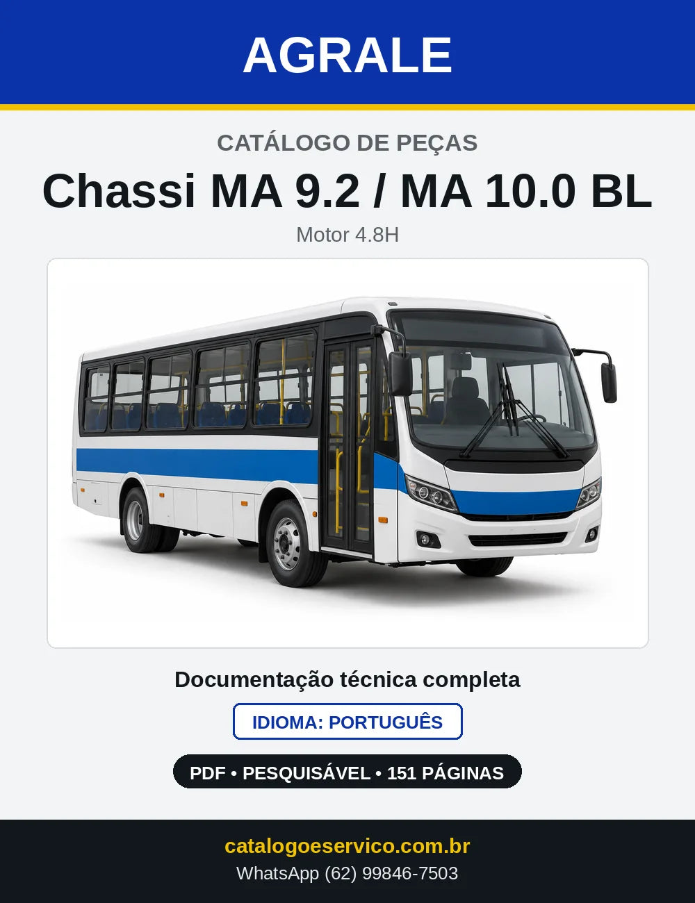 Capa do Catálogo de Peças Agrale Chassi MA 9.2 / MA 10.0 BL em PDF