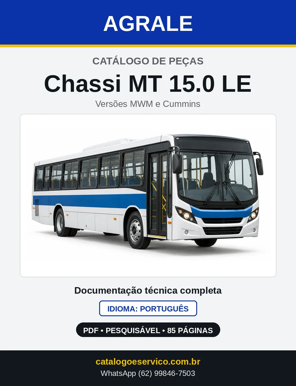Capa do Catálogo de Peças Agrale Chassi MT 15.0 LE em PDF