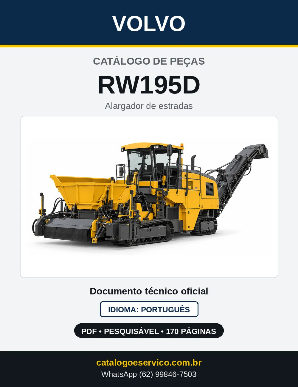Capa do Catálogo de Peças Volvo RW195D – alargador de estradas