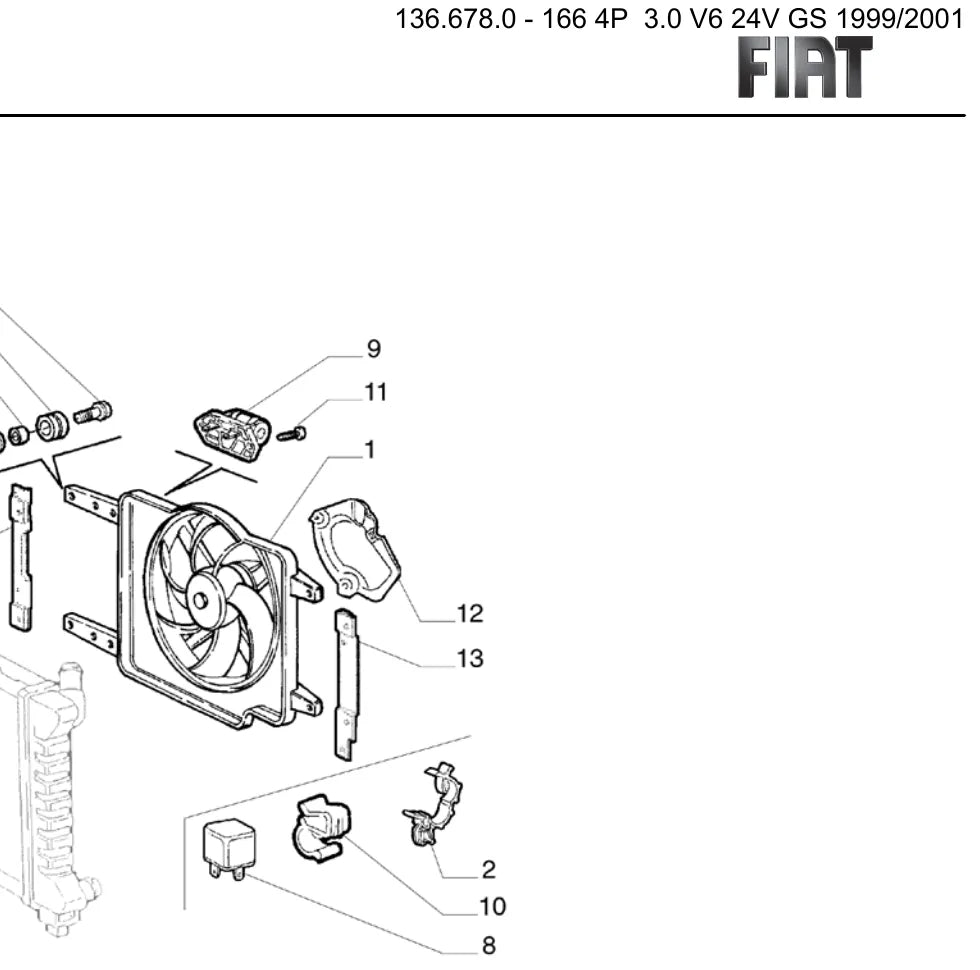 Detalhe de conjunto do Catálogo de Peças Alfa Romeo 166 3.0 V6 24V com as referências de fábrica