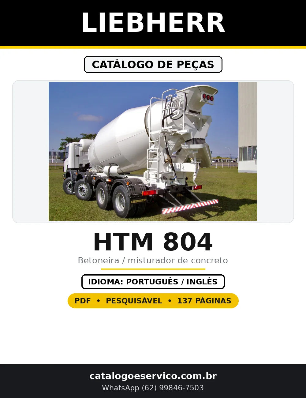 Capa do Catálogo de Peças Liebherr HTM 804 em PDF com 137 páginas