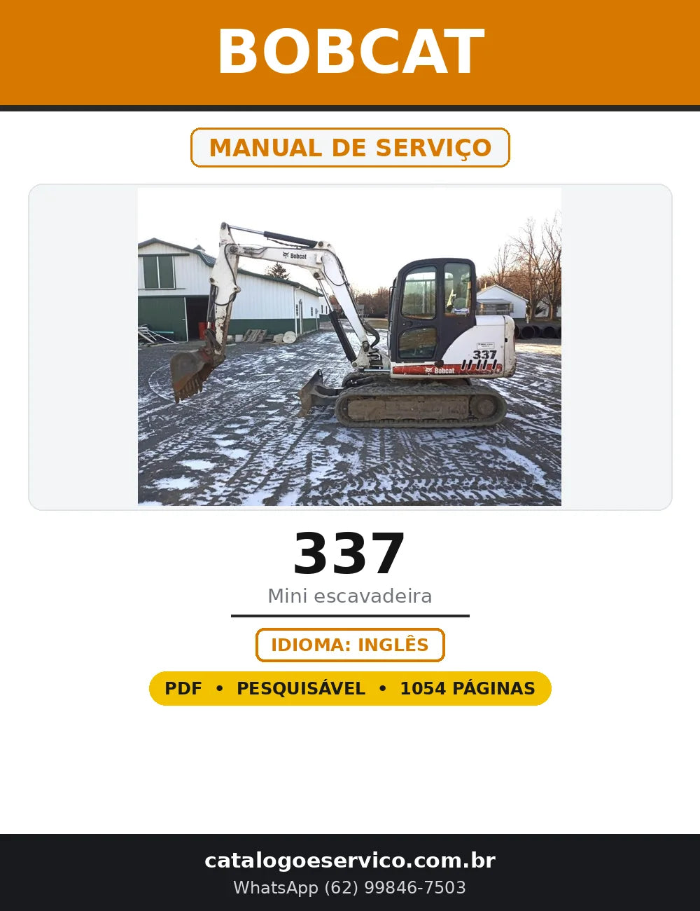 Capa do Manual de Serviço Bobcat 337 em PDF com 1.054 páginas
