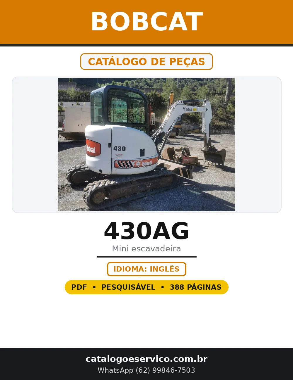 Capa do Catálogo de Peças Bobcat 430AG em PDF com 388 páginas