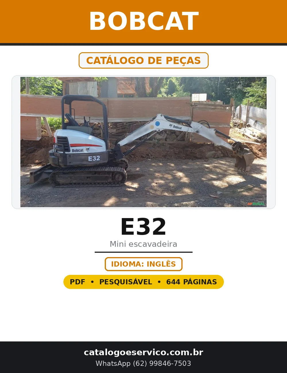 Capa do Catálogo de Peças Bobcat E32 em PDF com 644 páginas