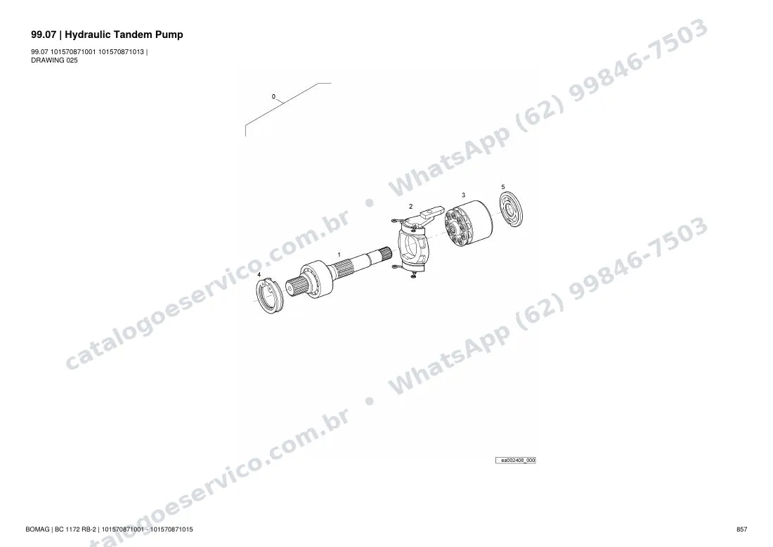 Catálogo de peças Bomag BC 1172 RB-2: vista explodida do conjunto 99.07 Hydraulic Tandem Pump