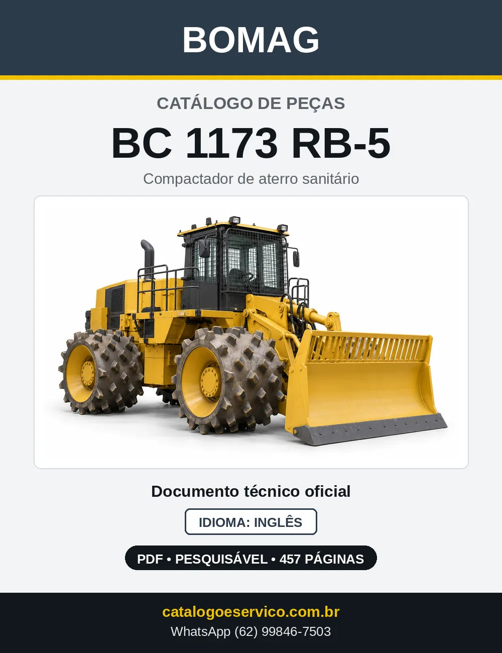Capa do Catálogo de Peças Bomag BC 1173 RB-5 em PDF