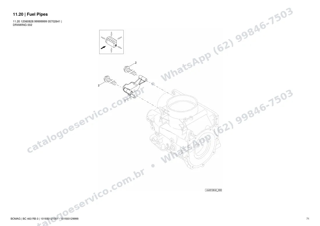 Catálogo de peças Bomag BC 463 RB-3: vista explodida do conjunto 11.20 Fuel Pipes