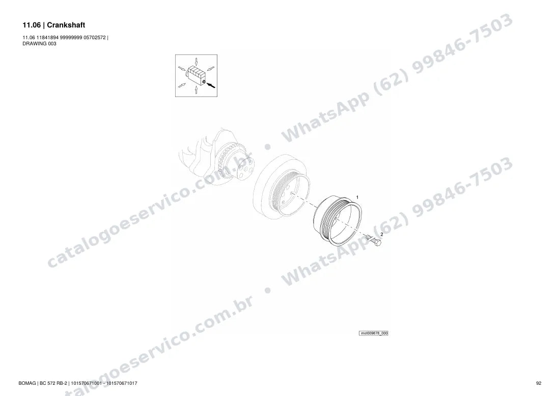 Catálogo de peças Bomag BC 572 RB-2: vista explodida do conjunto 11.06 Crankshaft