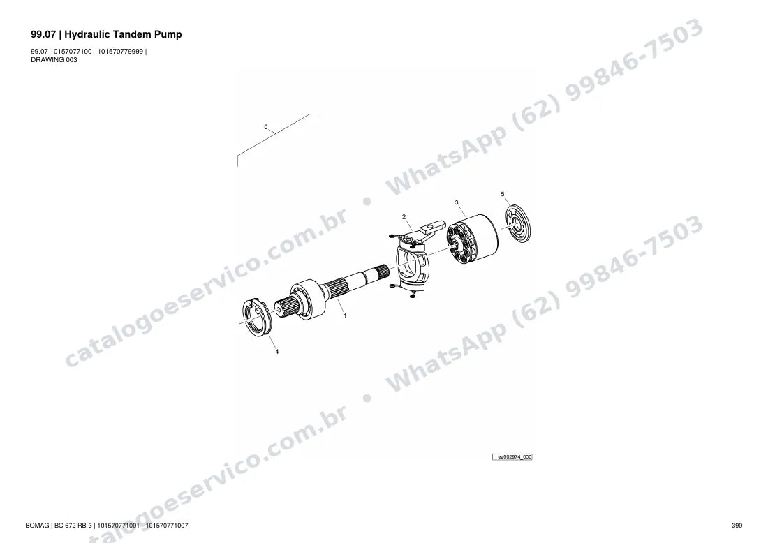 Catálogo de peças Bomag BC 672 RB-3: vista explodida do conjunto 99.07 Hydraulic Tandem Pump