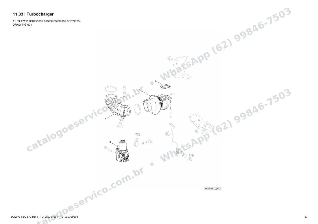 Catálogo de peças Bomag BC 672 RB-4: vista explodida do conjunto 11.33 Turbocharger