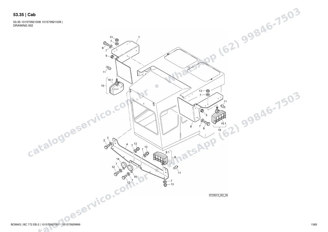 Catálogo de peças Bomag BC 772 EB-2: vista explodida do conjunto 53.35 Cab