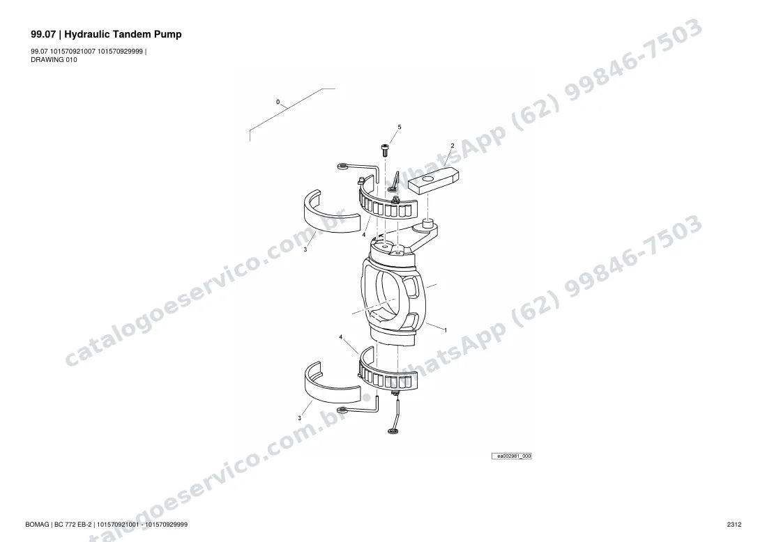 Catálogo de peças Bomag BC 772 EB-2: vista explodida do conjunto 99.07 Hydraulic Tandem Pump