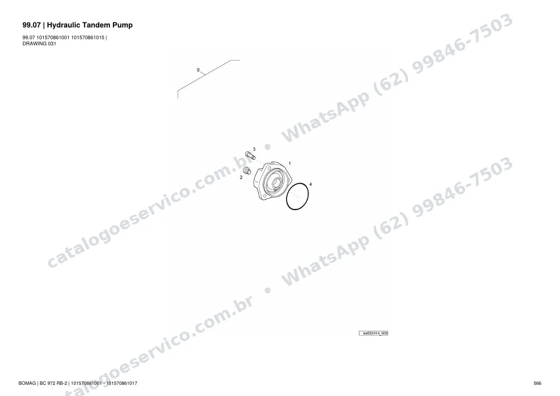 Catálogo de peças Bomag BC 972 RB-2: vista explodida do conjunto 99.07 Hydraulic Tandem Pump
