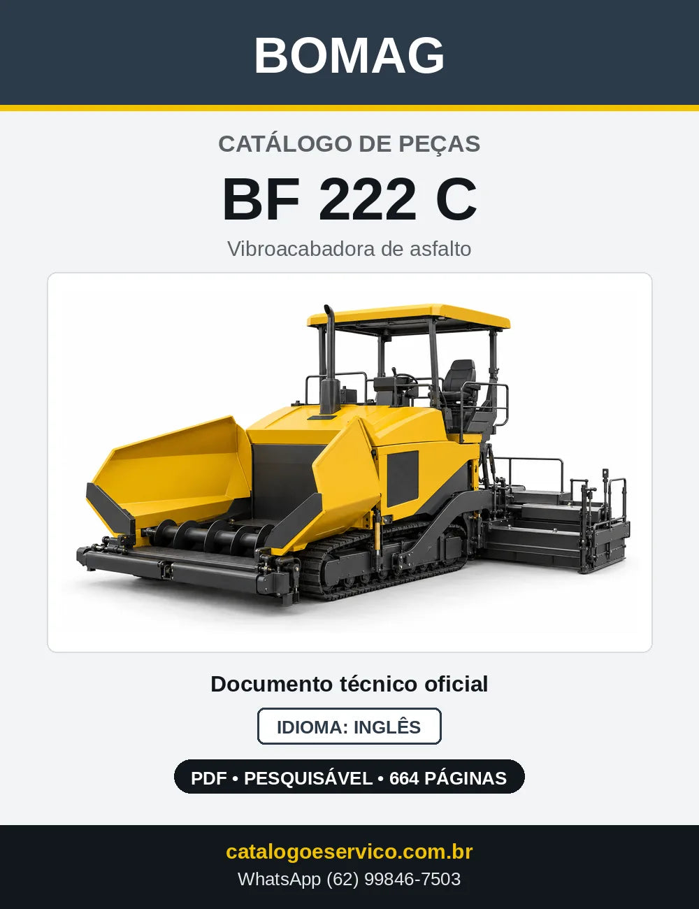 Capa do Catálogo de Peças Bomag BF 222 C em PDF