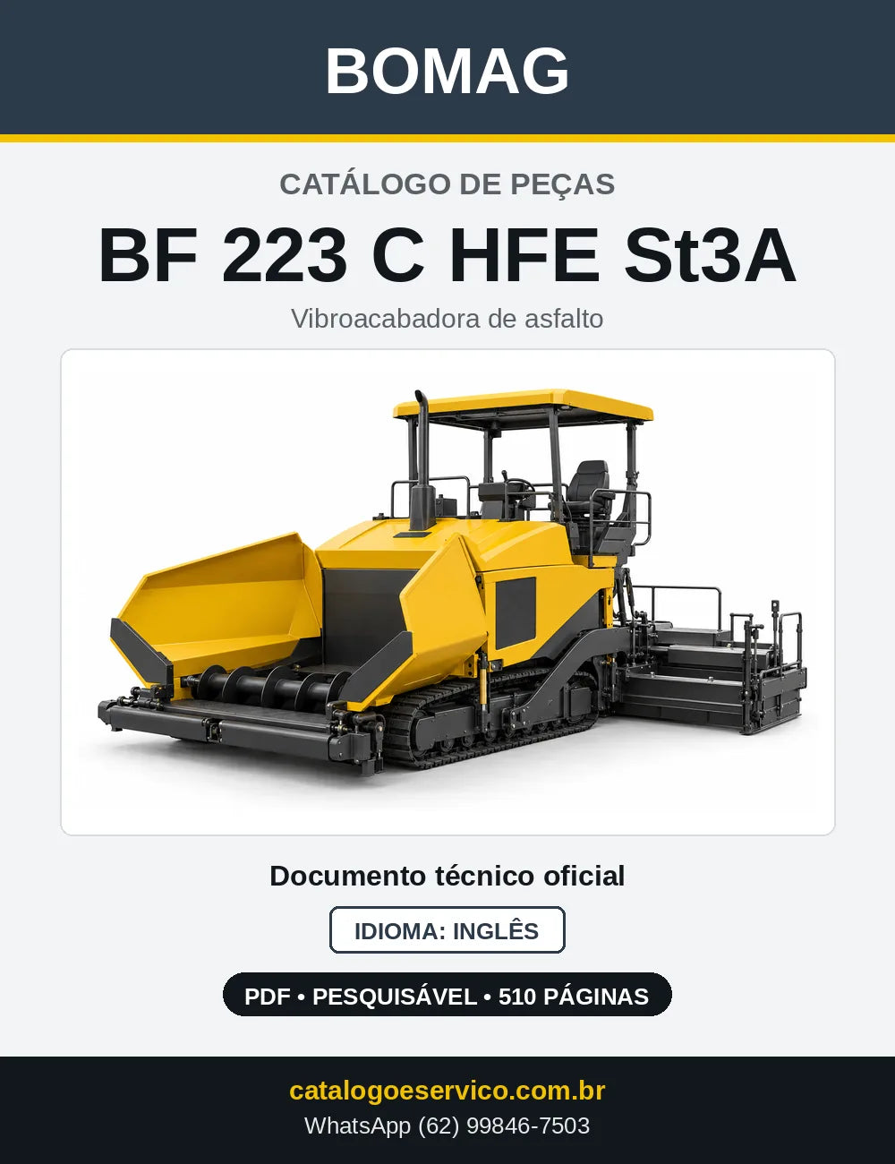 Capa do Catálogo de Peças Bomag BF 223 C HFE St3A em PDF