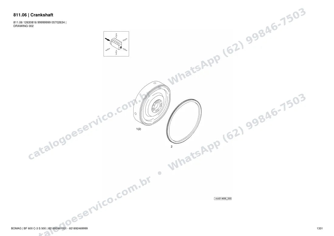 Catálogo de peças Bomag BF 600 C-3 S 500: vista explodida do conjunto 811.06 Crankshaft