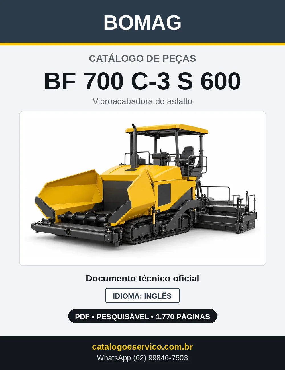 Capa do Catálogo de Peças Bomag BF 700 C-3 S 600 em PDF