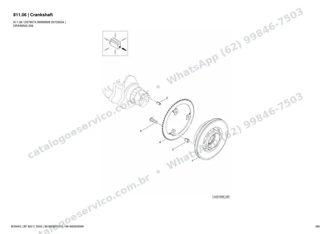 Catálogo de peças Bomag BF 800 C S500: vista explodida do conjunto 811.06 Crankshaft