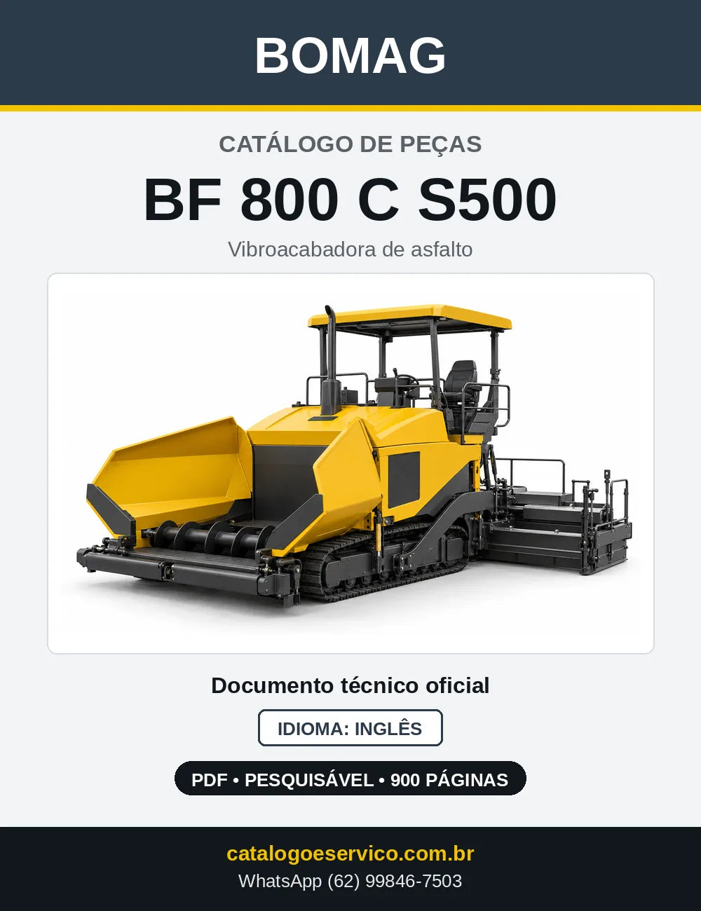 Capa do Catálogo de Peças Bomag BF 800 C S500 em PDF