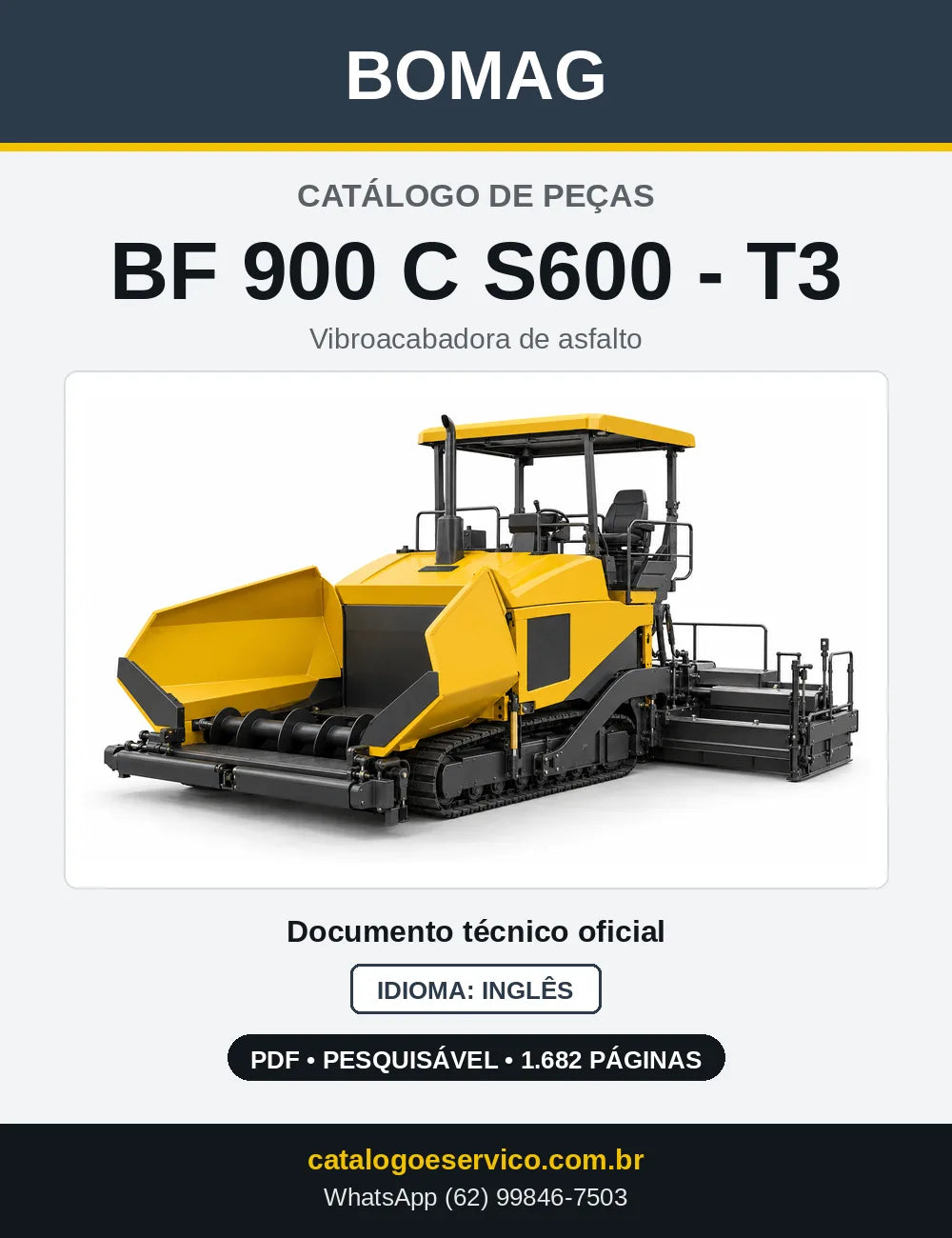 Capa do Catálogo de Peças Bomag BF 900 C S600 - T3 em PDF