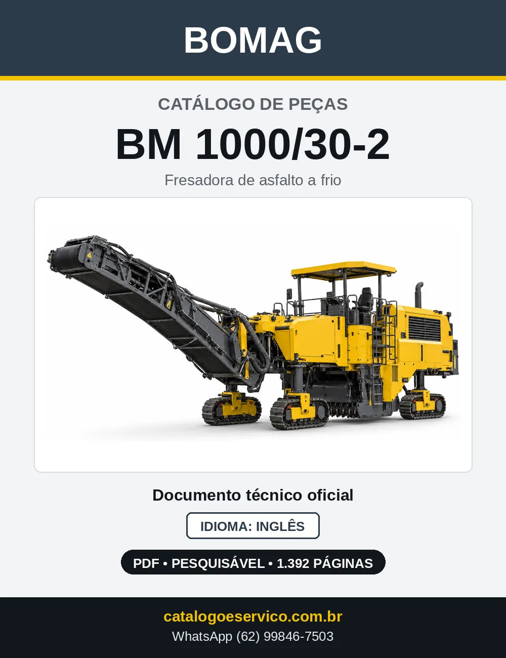 Capa do Catálogo de Peças Bomag BM 1000/30-2 em PDF