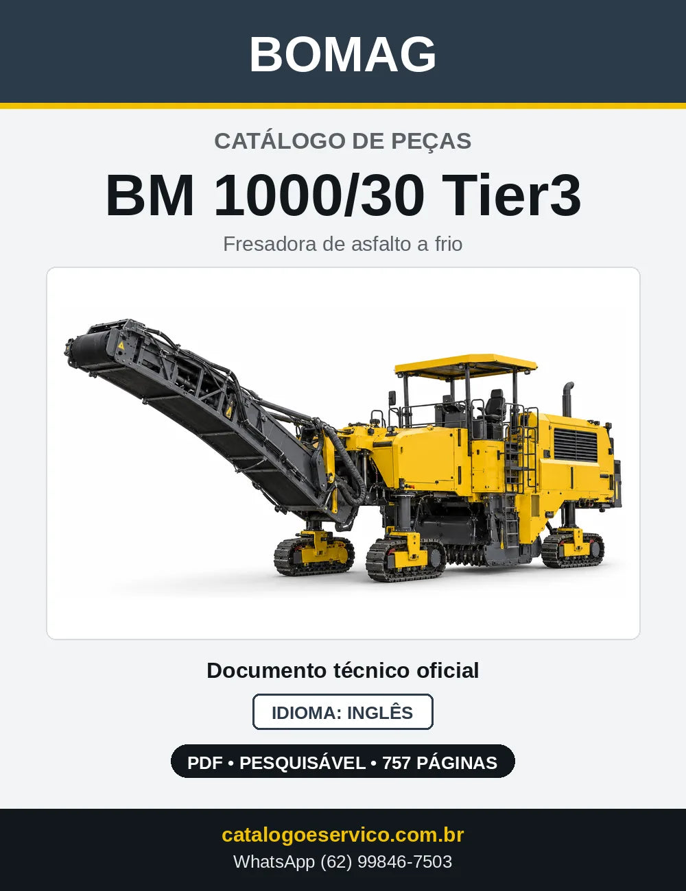 Capa do Catálogo de Peças Bomag BM 1000/30 Tier3 em PDF