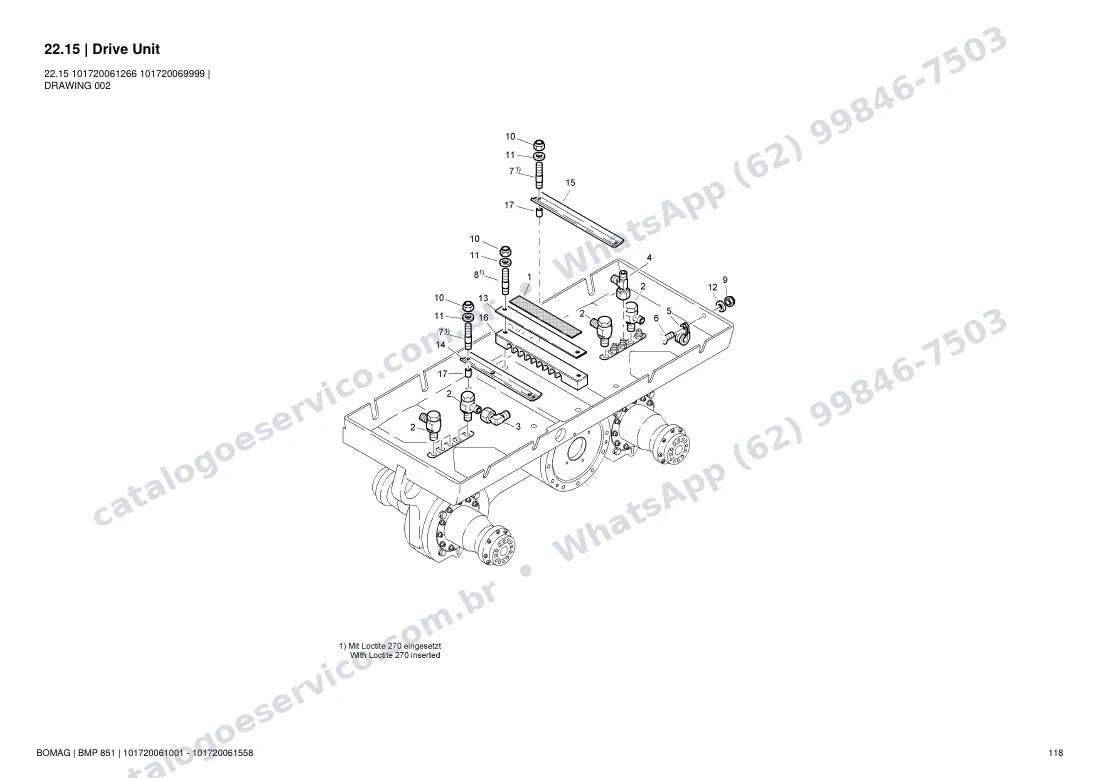 Catálogo de peças Bomag BMP 851: vista explodida do conjunto 22.15 Drive Unit