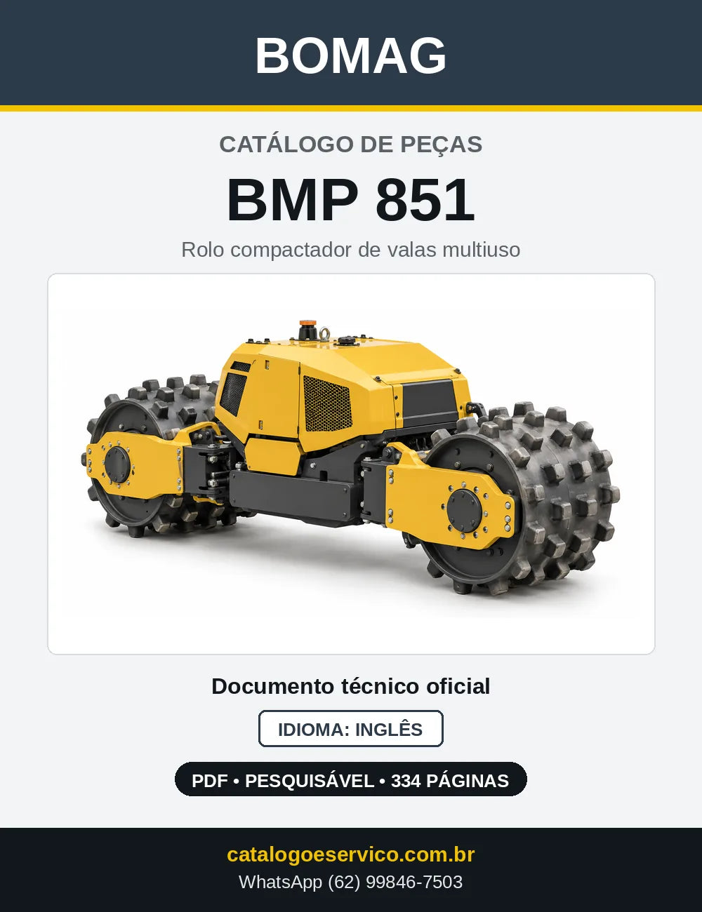 Capa do Catálogo de Peças Bomag BMP 851 em PDF