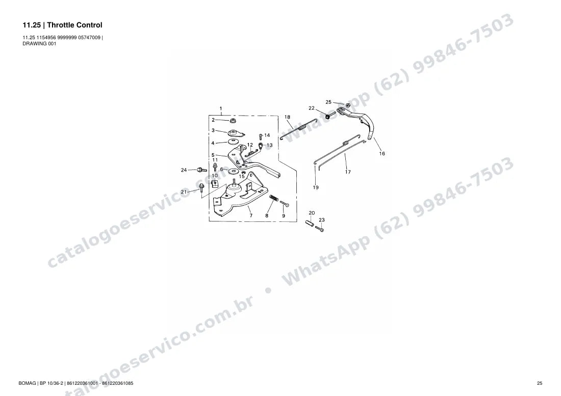 Catálogo de peças Bomag BP 10/36-2: vista explodida do conjunto 11.25 Throttle Control